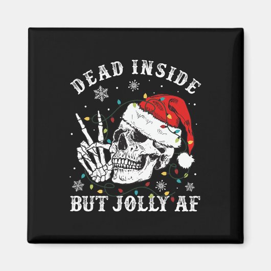 Dood in, maar Jolly AF Skeleton Kerstmis Magneet (Voorkant)