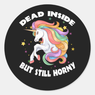 Dood in, maar nog steeds hoorn Unicorn Ronde Sticker