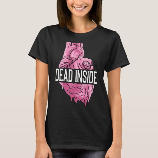 Dood Inside Anatomische Menselijk Hart Emo Gebroke T-shirt (Voorkant)