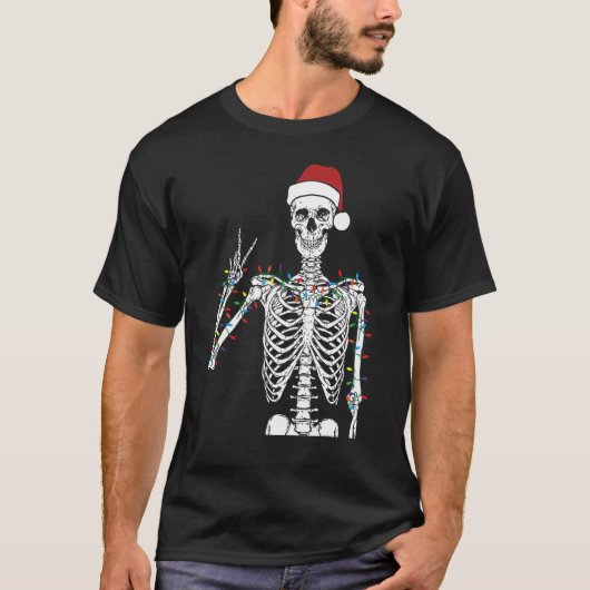 Dood-Inside, maar Jolly AF Skeleton met Kerstmis T-shirt (Voorkant)