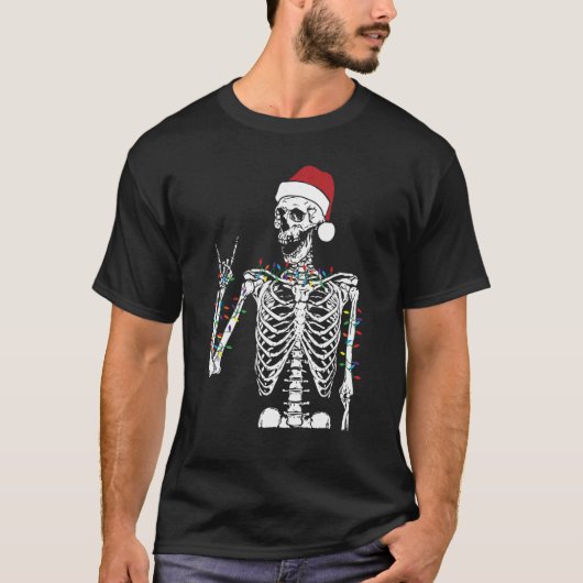 Dood-Inside, maar Jolly AF Skeleton met Kerstmis T-shirt (Voorkant)