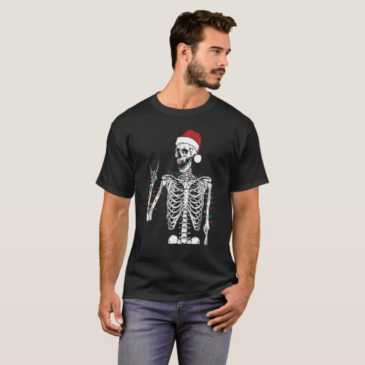 Dood-Inside, maar Jolly AF Skeleton met Kerstmis T-shirt (Voorkant volledig)