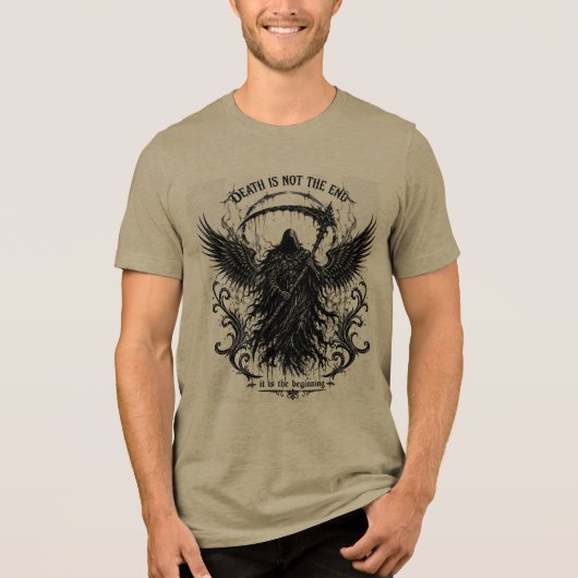 Dood is niet het einde Gothische Grim Reaper Tri-Blend Shirt (Voorkant)