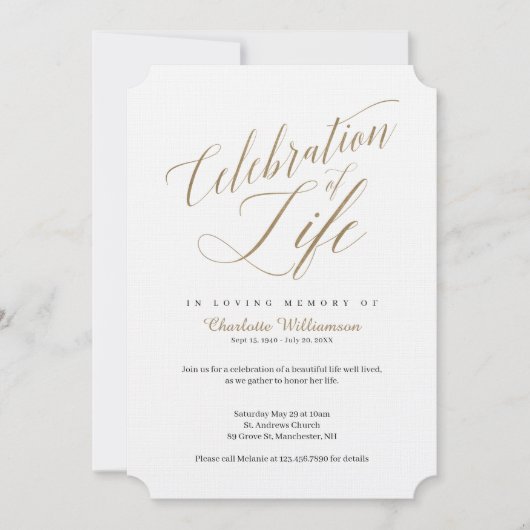 Dood Jubileum Viering levenskalligrafie Kaart (Voorkant)