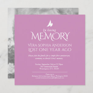 Dood Jubileum witte duif roze wit foto Kaart