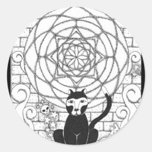 Dood - Kat van de Apocalyps Ronde Sticker