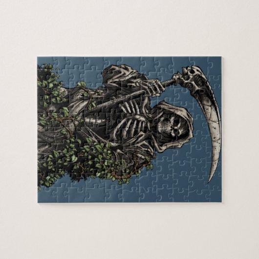 Dood - Kwaad Skeleton Grim Reaper met Scythe Legpuzzel (Horizontaal)