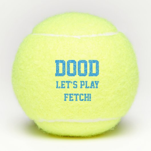 "Dood Let s Play Fetch" Pet Dog Cat Speelgoed Blue Tennisballen (Voorkant)