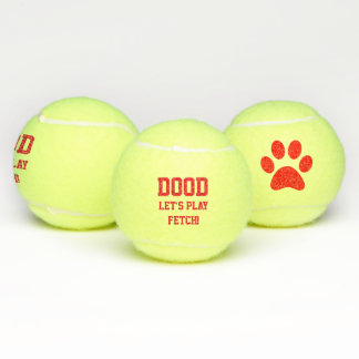 "Dood Let s Play Fetch" Pet Dog Cat Speelgoed Red Tennisballen