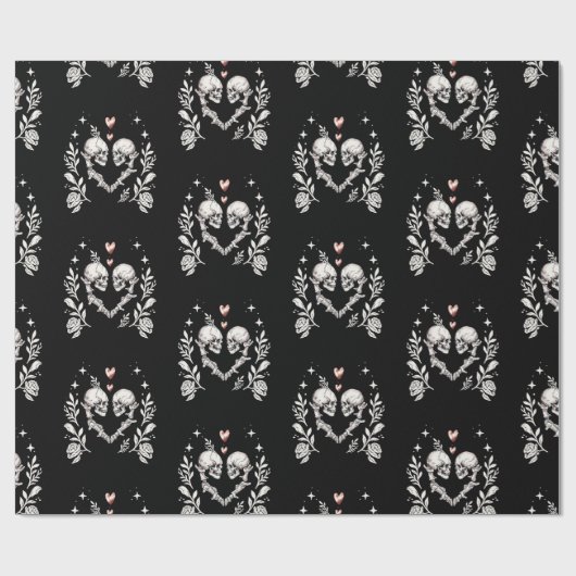 Dood Liefhebbers Gothic Skelet Bruiloft Cadeaupapier (Vlak)
