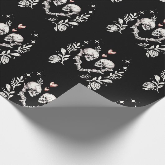 Dood Liefhebbers Gothic Skelet Bruiloft Cadeaupapier (Hoek)