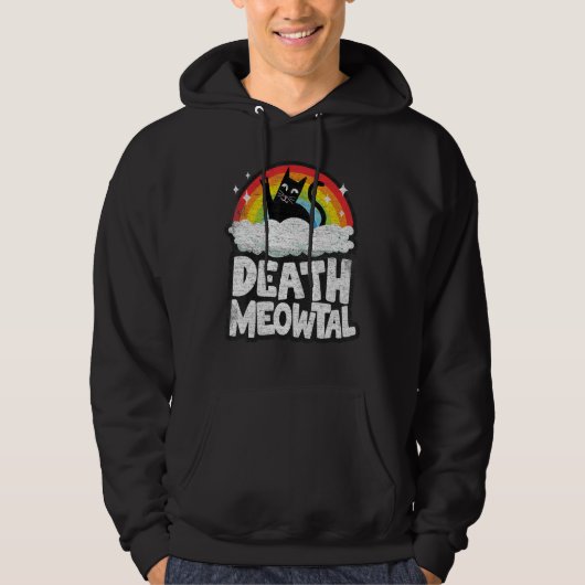 Dood Meowtal Cat Rainbow Retro Kinder Gothic Dood  Hoodie (Voorkant)