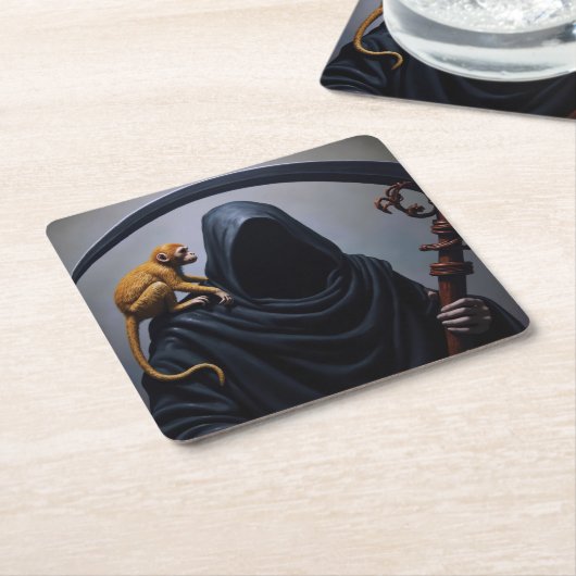 Dood met een aap kartonnen onderzetters (Schuin)