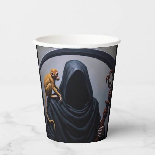 Dood met een aap papieren bekers (Voorkant)