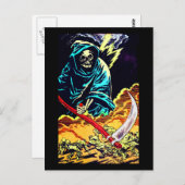 Dood met een Scythe Halloween Kaart (Voorkant / Achterkant)