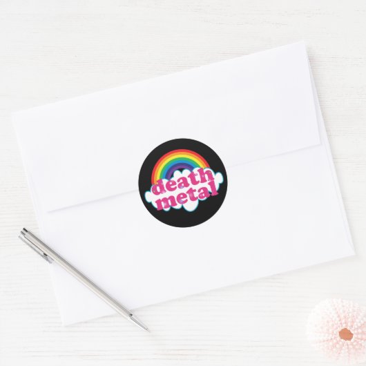 Dood Metaal regenboogontwerp Ronde Sticker (Envelop)