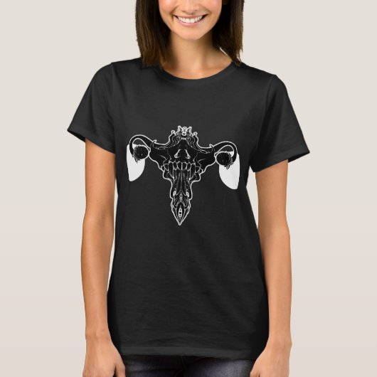 Dood Metaal Uterus Feminisme Symbool T-shirt (Voorkant)