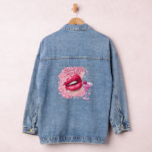 Dood Mijn Vibe Pink Lippen Y2K Coquette Denim Jas Jacket (Hangar)