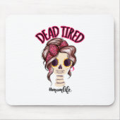 Dood moe mam leven skelet messy bun bandana muismat (Voorkant)