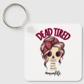 Dood moe mam leven skelet messy bun bandana sleutelhanger (Voorkant)