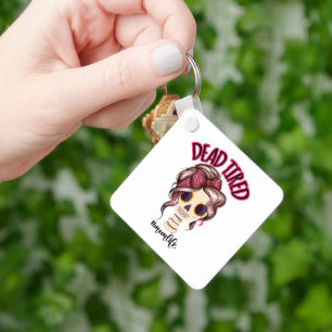 Dood moe mam leven skelet messy bun bandana sleutelhanger