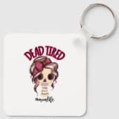 Dood moe mam leven skelet messy bun bandana sleutelhanger (Achterkant)