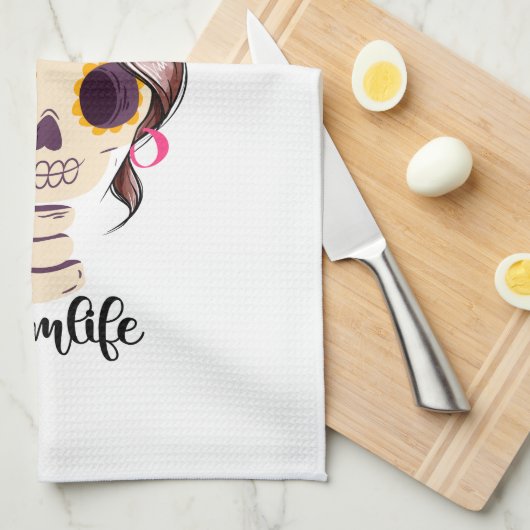 Dood moe mam leven skelet messy bun bandana theedoek (Quarter Fold)