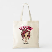 Dood moe mam leven skelet messy bun bandana tote bag (Achterkant)