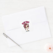 Dood moe mam leven skelet messy bun bandana vierkante sticker (Envelop)