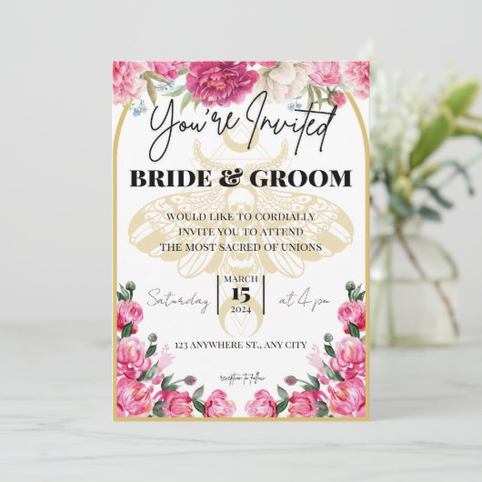 Dood mot bruiloft - uitnodiging (Staand voorkant)