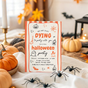 Dood om met jou te feesten Oranje Halloween uitnod Kaart