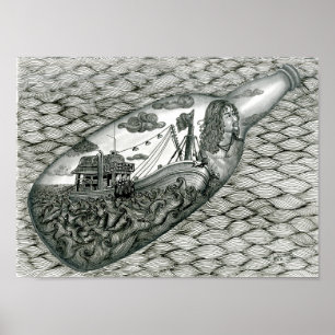 Dood oog Poster van Vannak in een fles