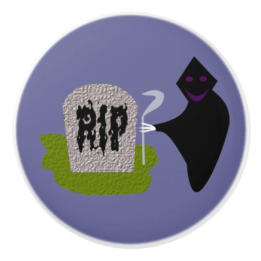 Dood op begraafplaats Halloween Ceramic Knob. Keramische Knop (Voorkant)