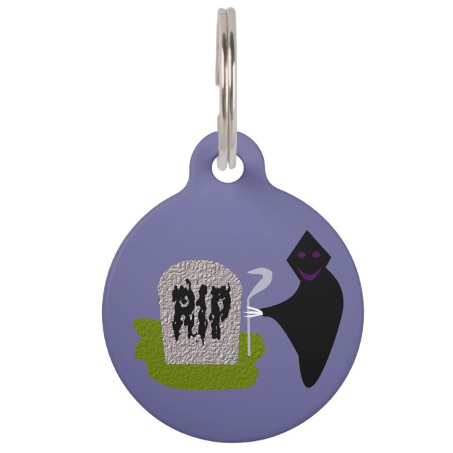 Dood op begraafplaats Halloween Custom Dog Label Huisdierpenning (Voorkant)