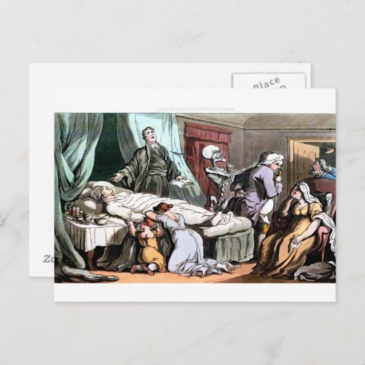 Dood op het doodsbed briefkaart (Voorkant / Achterkant)