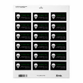 Dood pixel schedel giftig groene Halloween adres Etiket (Full Sheet)