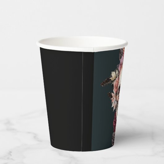 Dood schedel floraal papieren bekers (Rechts)