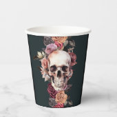 Dood schedel floraal papieren bekers (Voorkant)