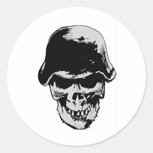 Dood schedelsteel ronde sticker (Voorkant)