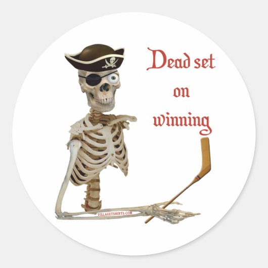 Dood set-ockey pirate ronde sticker (Voorkant)