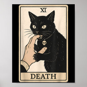 Dood Tarotkaart Zwarte Kat Halloween Hekserij Grie Poster