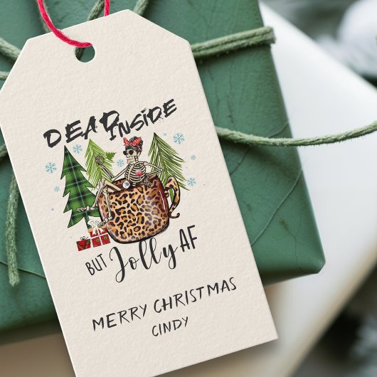 Dood van binnen Lollig AF Grappige Kerstmis Cadeaulabel