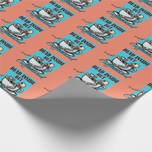 Dood van binnen, maar cafeïnehoudende koffie liefd cadeaupapier (Hoek)