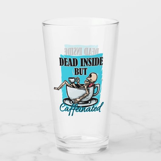 Dood van binnen, maar cafeïnehoudende koffie liefd glas (Achterkant)