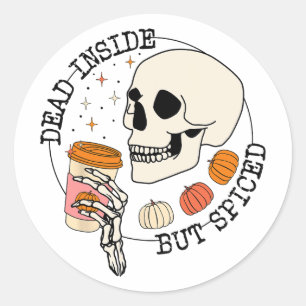Dood van binnen maar gekruide Schedel Drink Pompoe Ronde Sticker