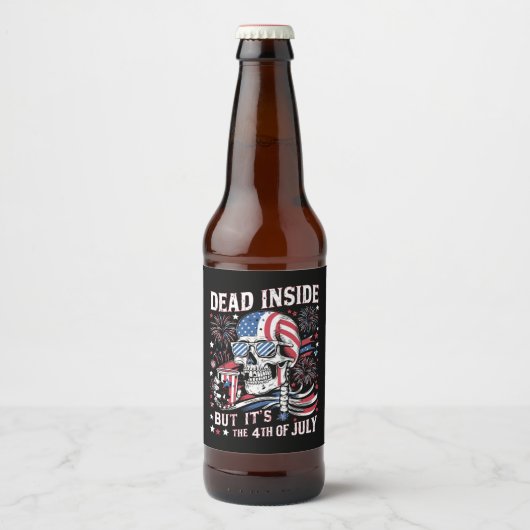 Dood van binnen maar het is de 4e Juli Skelet Bier Etiket (Voorkant)