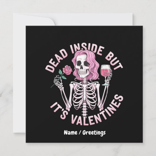 Dood van binnen maar het is grappige romantische V Kaart (Voorkant)