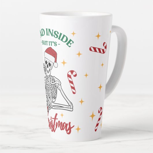 Dood van binnen, maar het is kerst 17 oz Latte Mok (Rechterhoek)