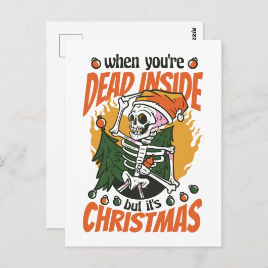 Dood van binnen, maar het is kerstskelet briefkaart (Voorkant / Achterkant)