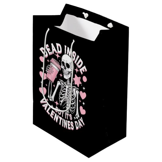 Dood van binnen maar het is Valentijnsdag Grappig  Medium Cadeauzakje (Voorkant Gekanteld)